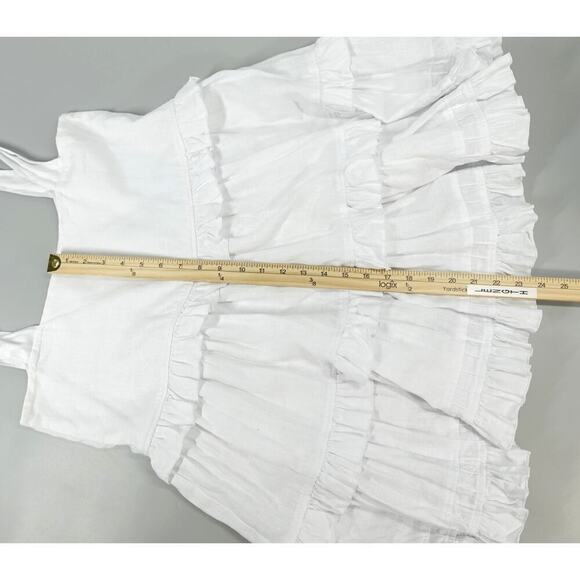 MORTON MAC Elsied Dress Womens Small White Linen Tiered Flattering Australia - Picture 14 of 15